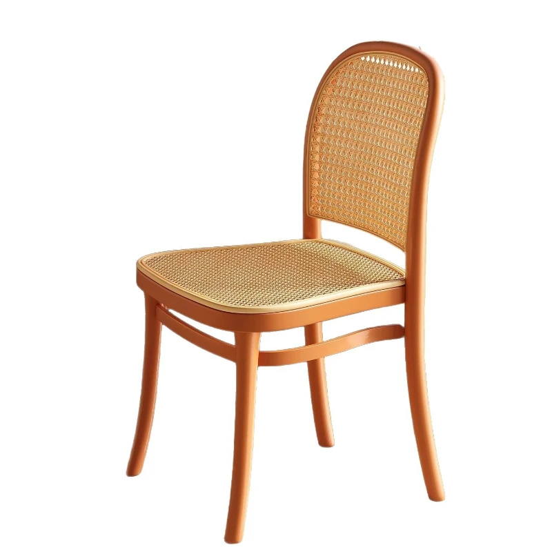 

Rattan Plastic Chair Nordic Household Stackable Dining Chair Outdoor Leisure Back Chairs Small Apartment Armrest Book Desk