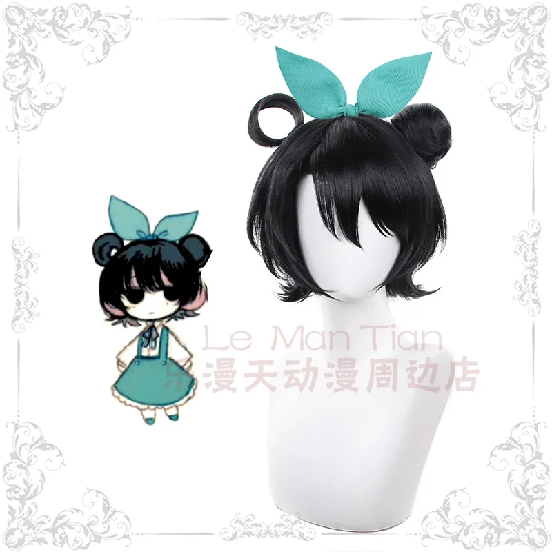 

Anime Game Head Seven Kwaidan Cosplay Props Women Headwear Headclip Black Synthetic Wig Halloween Party Christmas Carnival
