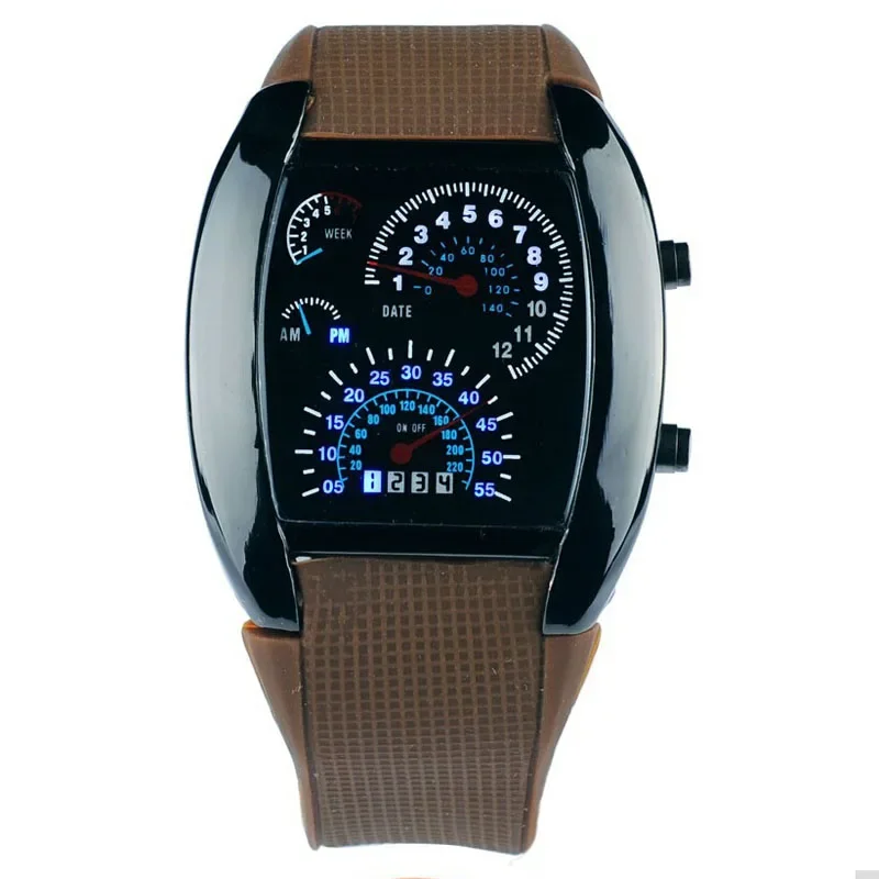 Unique Fashion Men Digital Watches Led Watch Men Race Speed Car Dot Fashion Sports Silicone Strap Electronic Watches Cheap Price