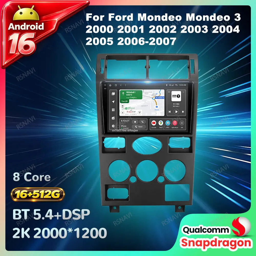 Car Radio Android 16 For Ford Mondeo Mondeo 3 2000 2001 2002 2003 2004 2005 2006-2007 Navigation Viedo Player Head Unit BT DVD