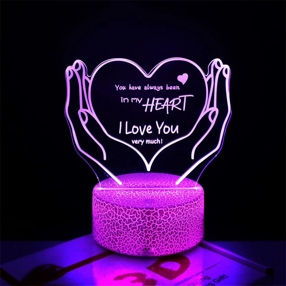 Led Love Night Lights Romantic Couple Lamp 16color Touch Remote Control Valentine's Day Gifts Room Decor Heart Light Anniversary