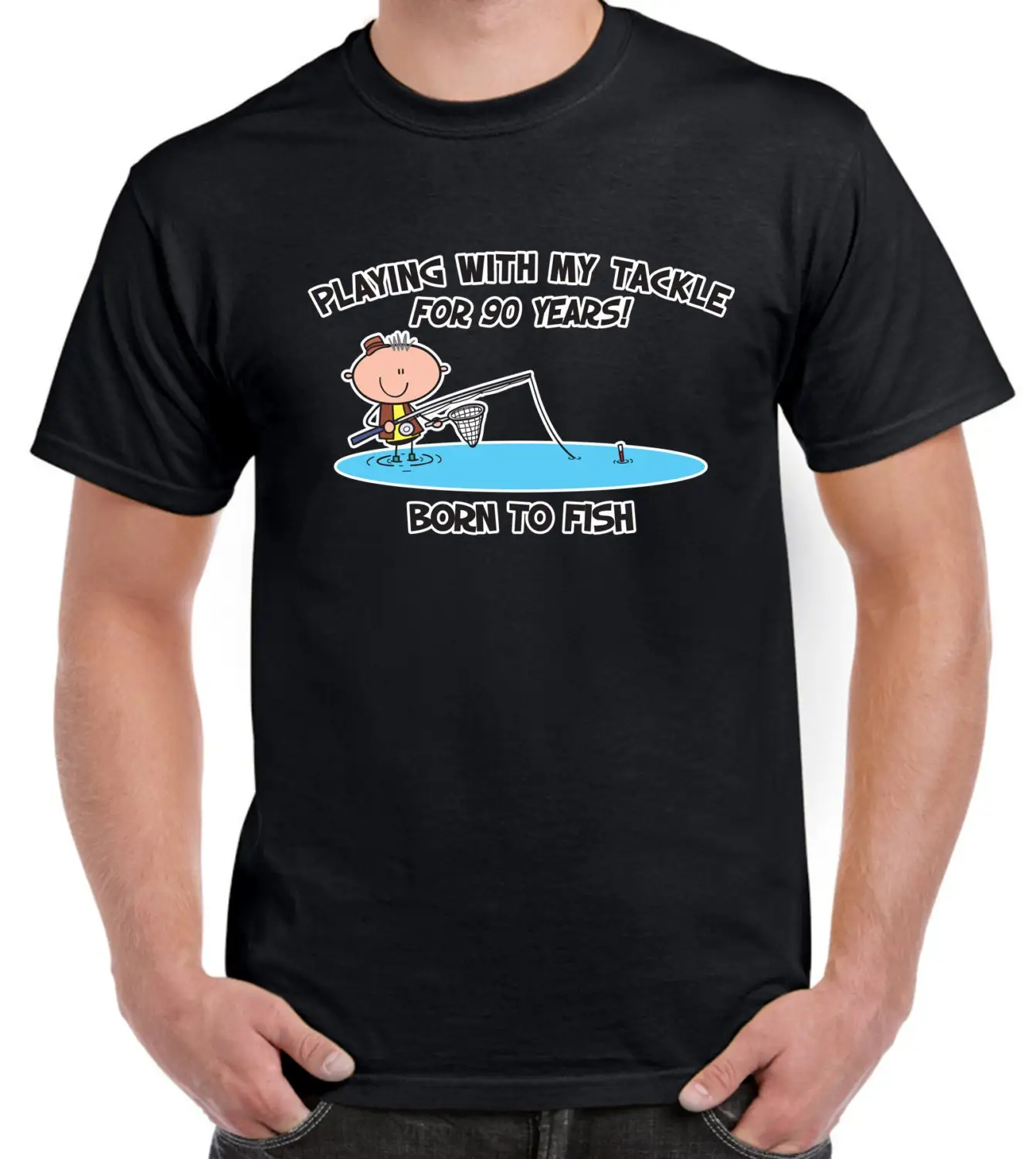 Homem's Born to Fish T Shirt, 90th Birthday