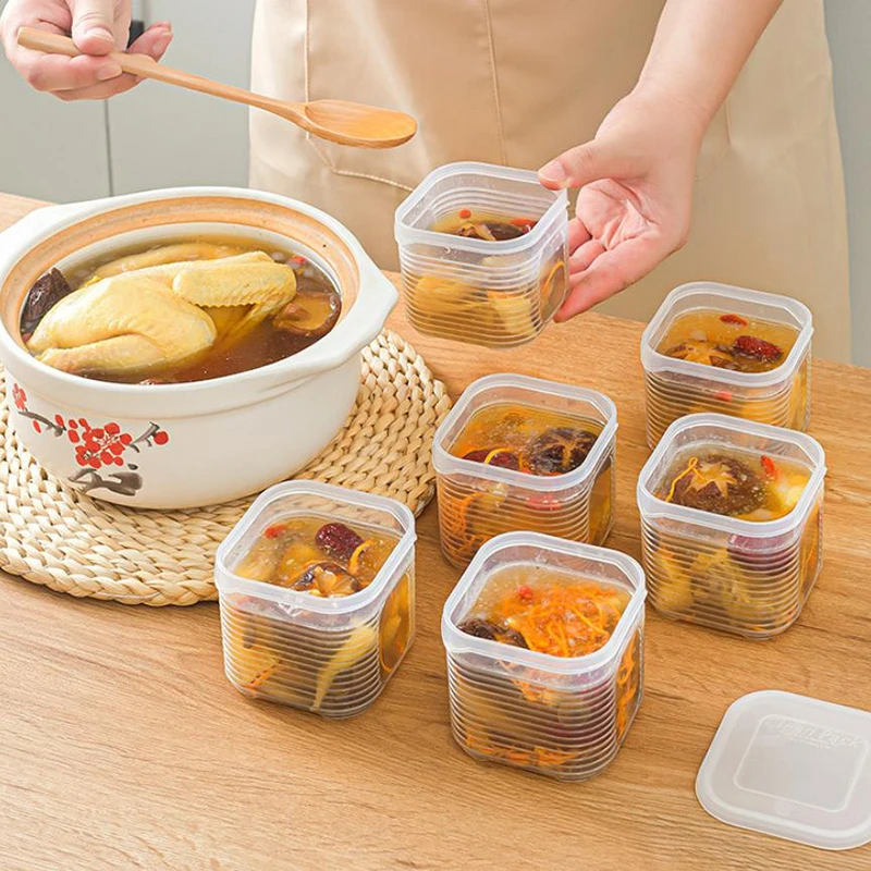 【Food Storage Container 6Grids Vegetable Fruit Fresh-keeping Box With Lid Kitchen Refrigerator Spice Seasoning Storage Jar】
