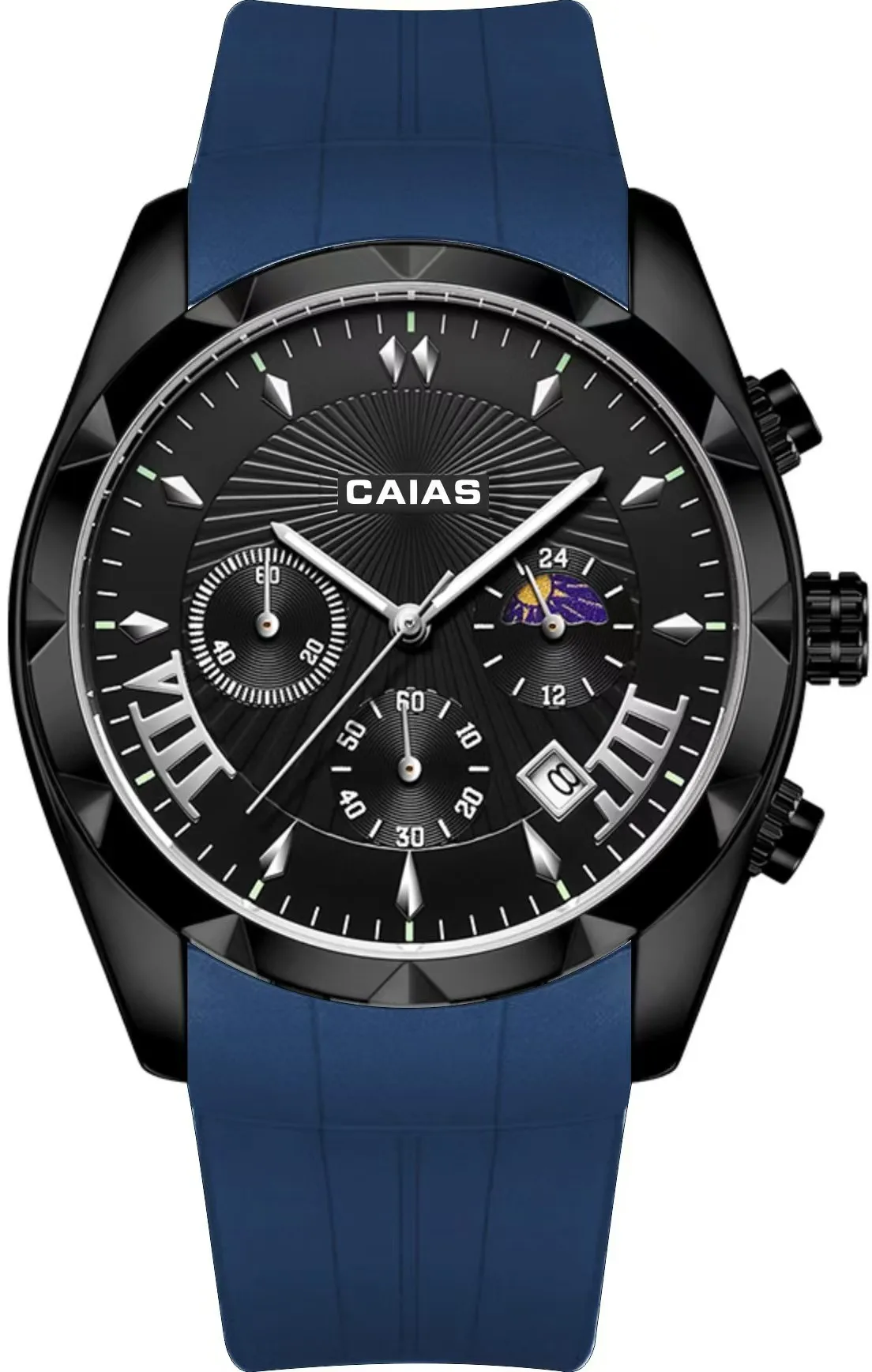 

CAIAS Unisex Sports Quartz Watch with World Time, Metal Dial, and Rubber Strap – Oak Series