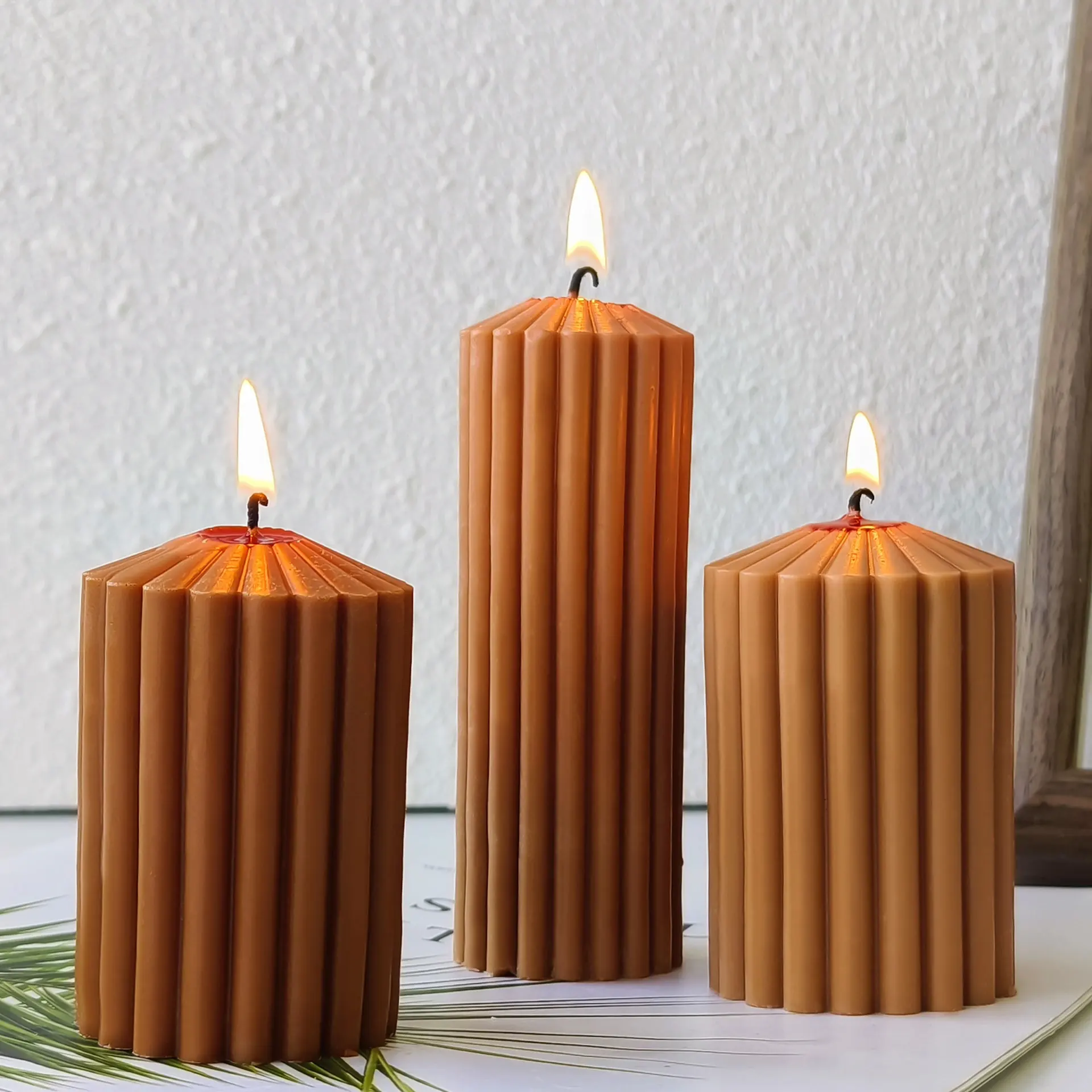 Geometric Striped Pillar Candle Molds DIY Scented Candle Handmade Soap Plaster Mold Church Candle Soy Wax Candle Making Supplies