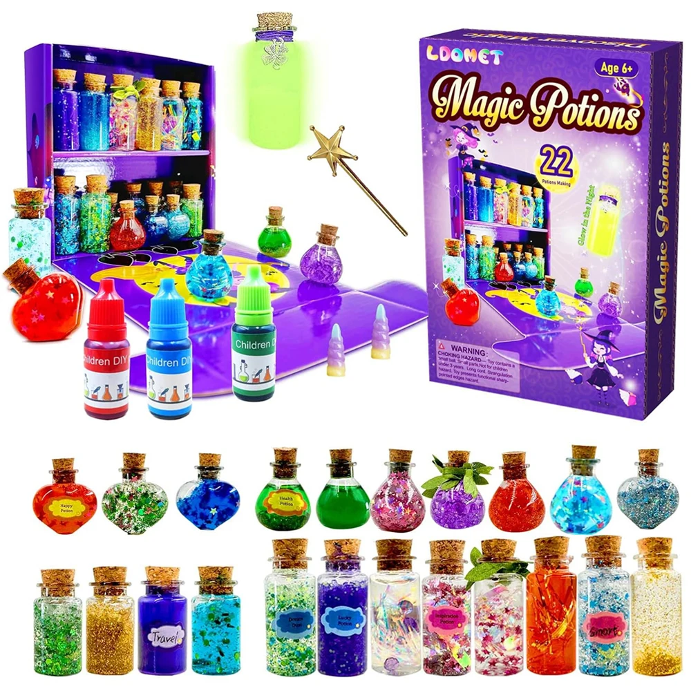 22 бутылки DIY Fairy Magic Potions Kit Хэллоуин Детские подарки для девочек Волшебные игрушки ручной работы Веселые игрушки Рождественская кухня Игра