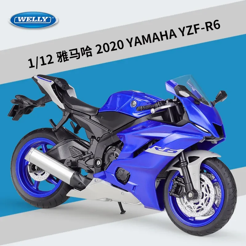 1:12 WELLY 2020 YAMAHA YZF-R6 Diecast Motorcycle Metal Vehicle Alloy Toy Model Car For Children Gift Collection