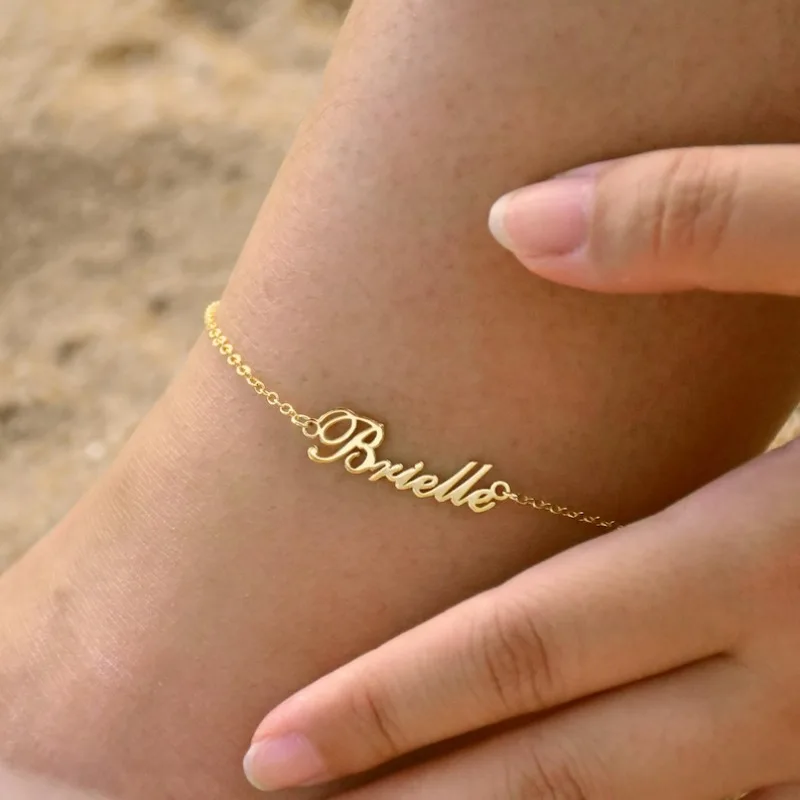

Customised Name Anklet Stainless Steel Letter Initial Anklet Personalized Hotwife Anklet Foot Chain Ladies Summer Beach Chain