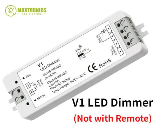 Atenuador LED inalámbrico RF Switch12V 5V 24V 36V 8A PWM con 1 zona 2,4G Ajuste de brillo control remoto táctil para tira Led de un solo Color