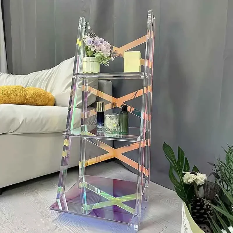 Colored Acrylic Step Stool, Three Tiered Stool, Folding Storage Rack, Multifunctional Ladder, Mobile Side Cabinet, Furniture