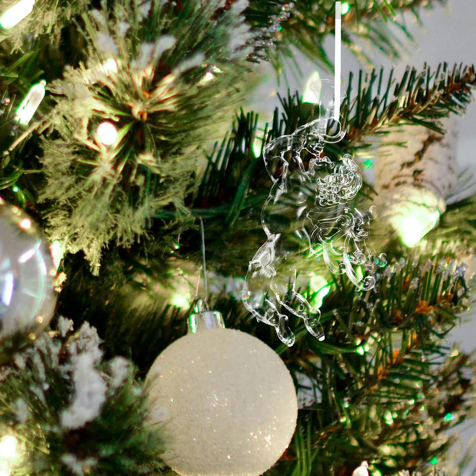 

4Pcs Acrylic Transparent Angels Hanging Ornaments Clear Cupid Christmas Tree Decorations Holiday Mantel Centerpieces