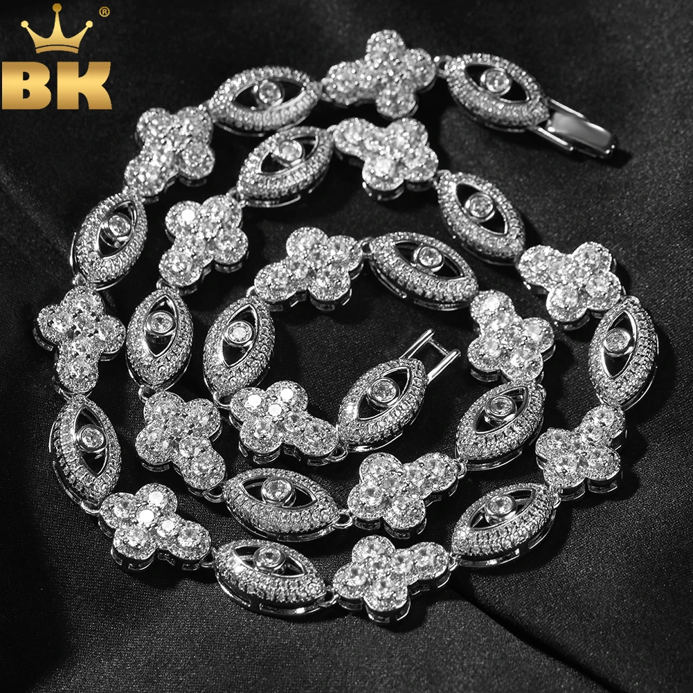 THE BLING KING Eye Cross Chain Necklace Iced Out AAAAA+ Cubic Zirconia For Men Rock Hiphop Jewelry