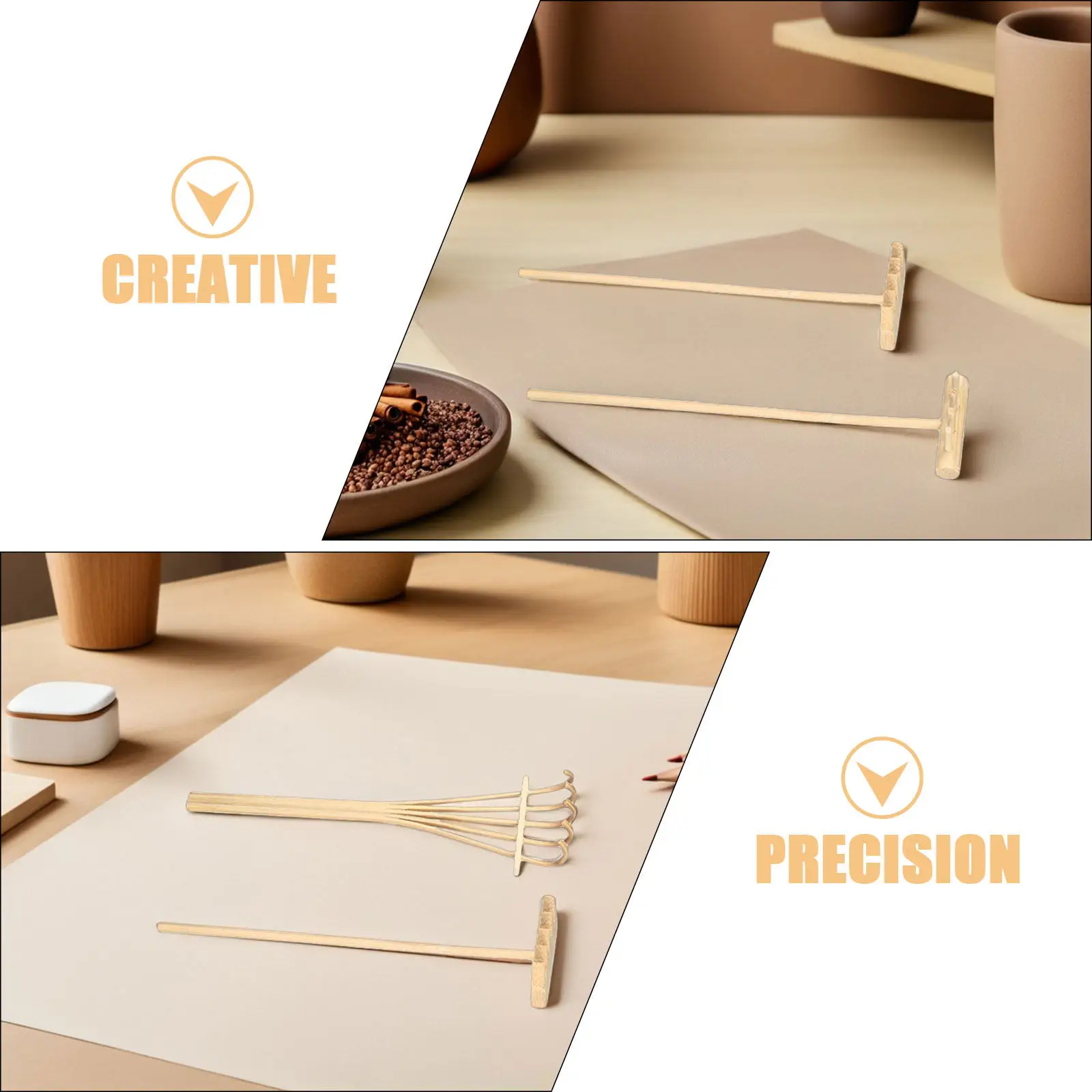 6Pcs Mini Sand Rake Bamboo Garden Tool Set Decorative Desktop Sandbox Accessories Zen Garden Landscape Rock Rake