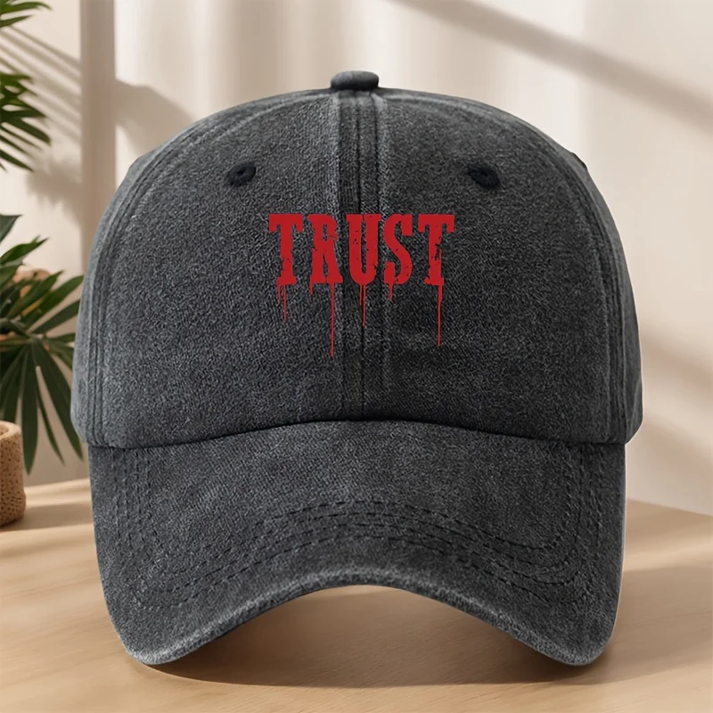 

Men's TRUST Letter Print Baseball Cap, Vintage Washed Soft Breathable, Lightweight Outdoor Hat, Sports/Shopping/Vacation