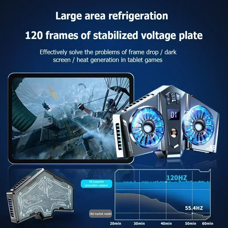 K8A/K8 Magnetischer/Rückenclip-Halbleiter-Handy-Lüfter, Kühler, 15 W, Spielkühler für Live-Übertragung, Android-Gaming-Zubehör