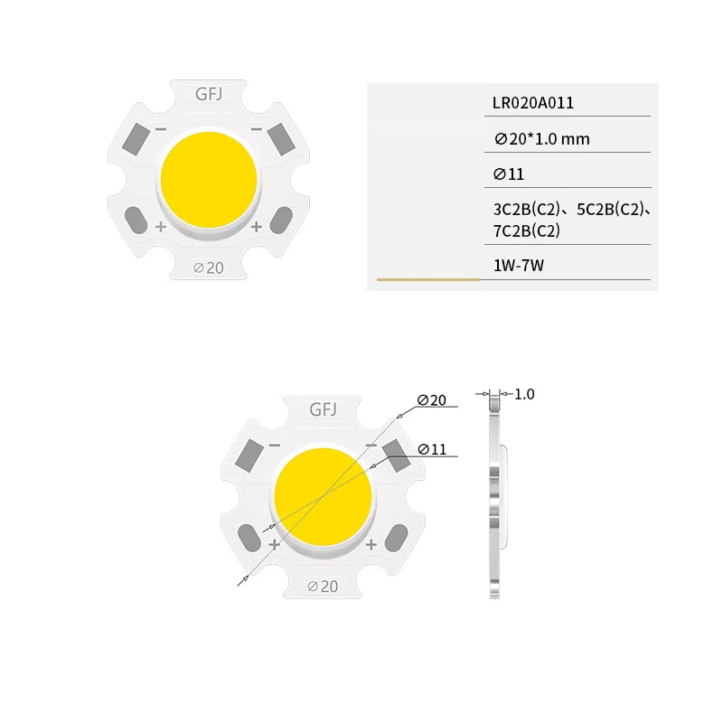 20szt dużo LED Source Chip High Power LED COB Side 11mm Light 3W 5W 7W 10W Żarówka Światło Reflektor Światło dolne Lampy