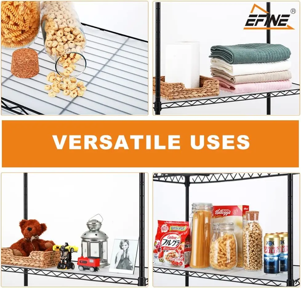 EFINE 5-Shelf Shelving Units and Storage on 3'' Wheels with 5-Shelf Liners, NSF Certified, Adjustable Heavy Duty Carbon Steel Wi