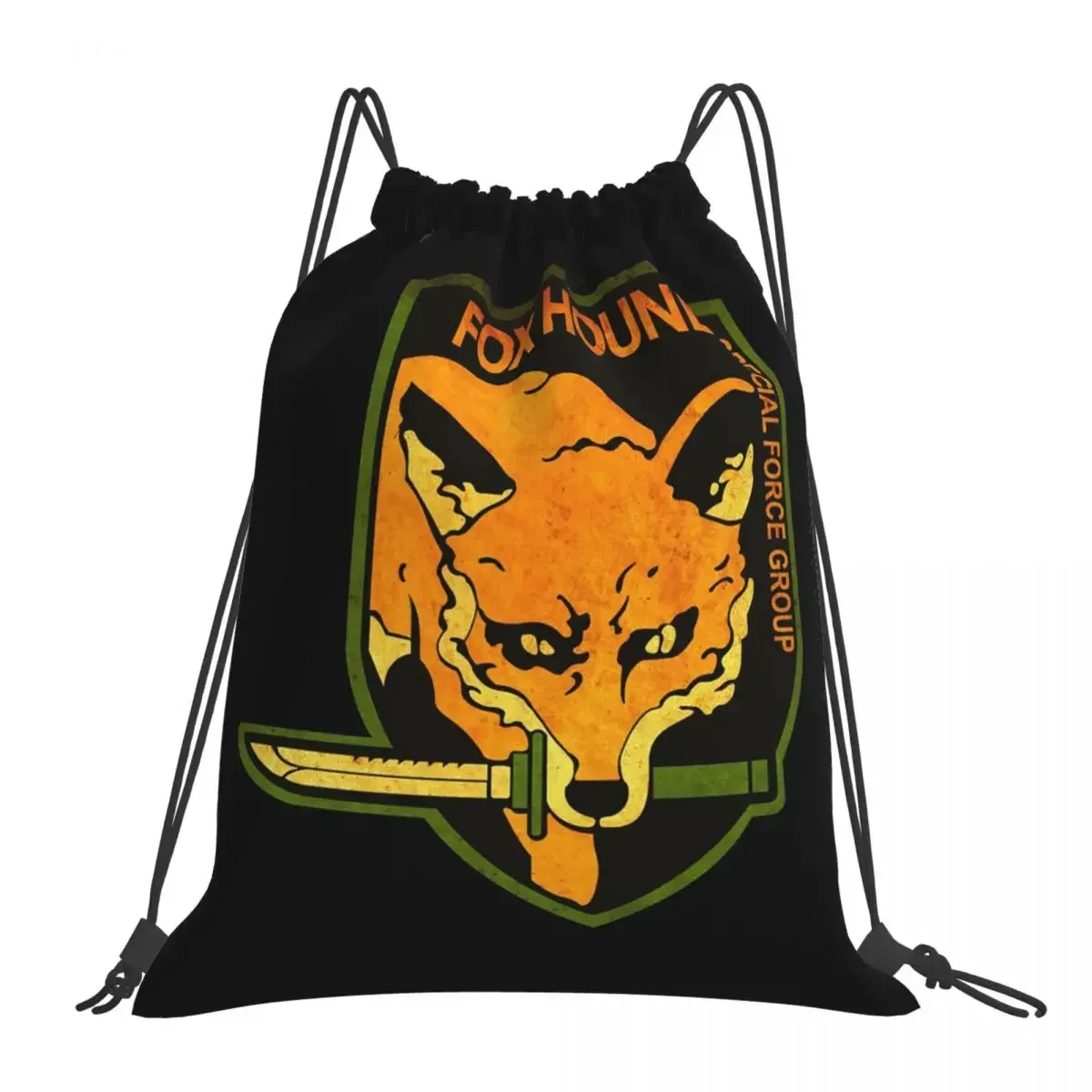 METAL GEAR SOLID  Fox Hound Rust Logo Backpacks Drawstring Bag Drawstring Bundle Pocket Shoes Bag BookBag For Man Woman Students