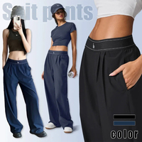Women's Loose Suit Pants Casual Suit Pants Suit Up Trouser Sports High Waisted Straight Leg Wide Pants