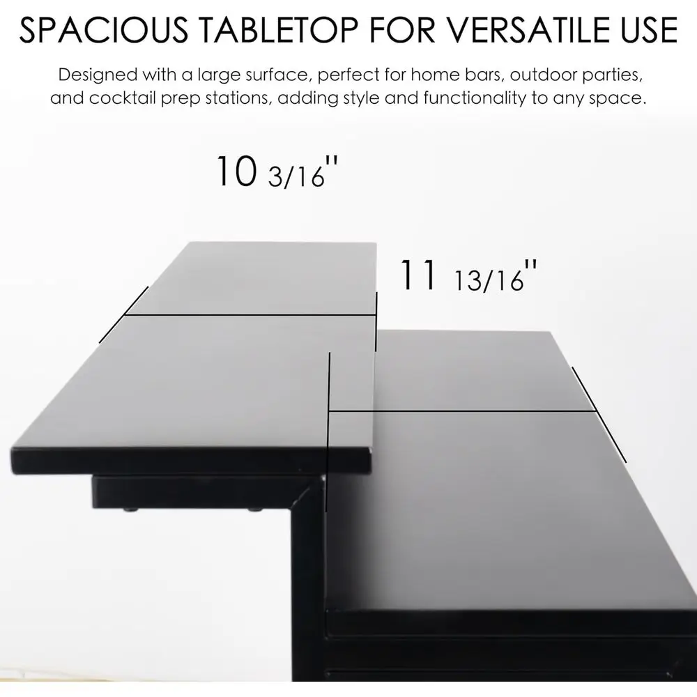 خزانة بار منزلية سوداء مدمجة مع أرفف - تخزين وتنظيم لوحدة تحكم أثاث المطبخ والبار