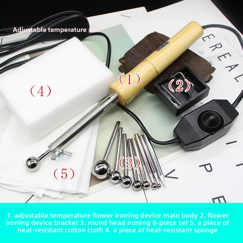 Adjustable temperature ironing device flat replacement kit DIY  modeling round ball stick manual ironing fluff petal electric