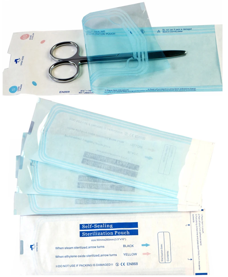 Disposable Self Seal Sterilization Pouch 200PCS/BOX Self Sealing Autoclave Bags for Dental Tools Nail Toolkits Makeup Brushes