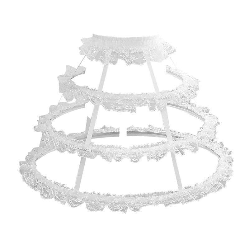 

Lolita 3 Hoop Hollow Cage Petticoat Steel Boned Ruffles Lace Wedding Underskirt