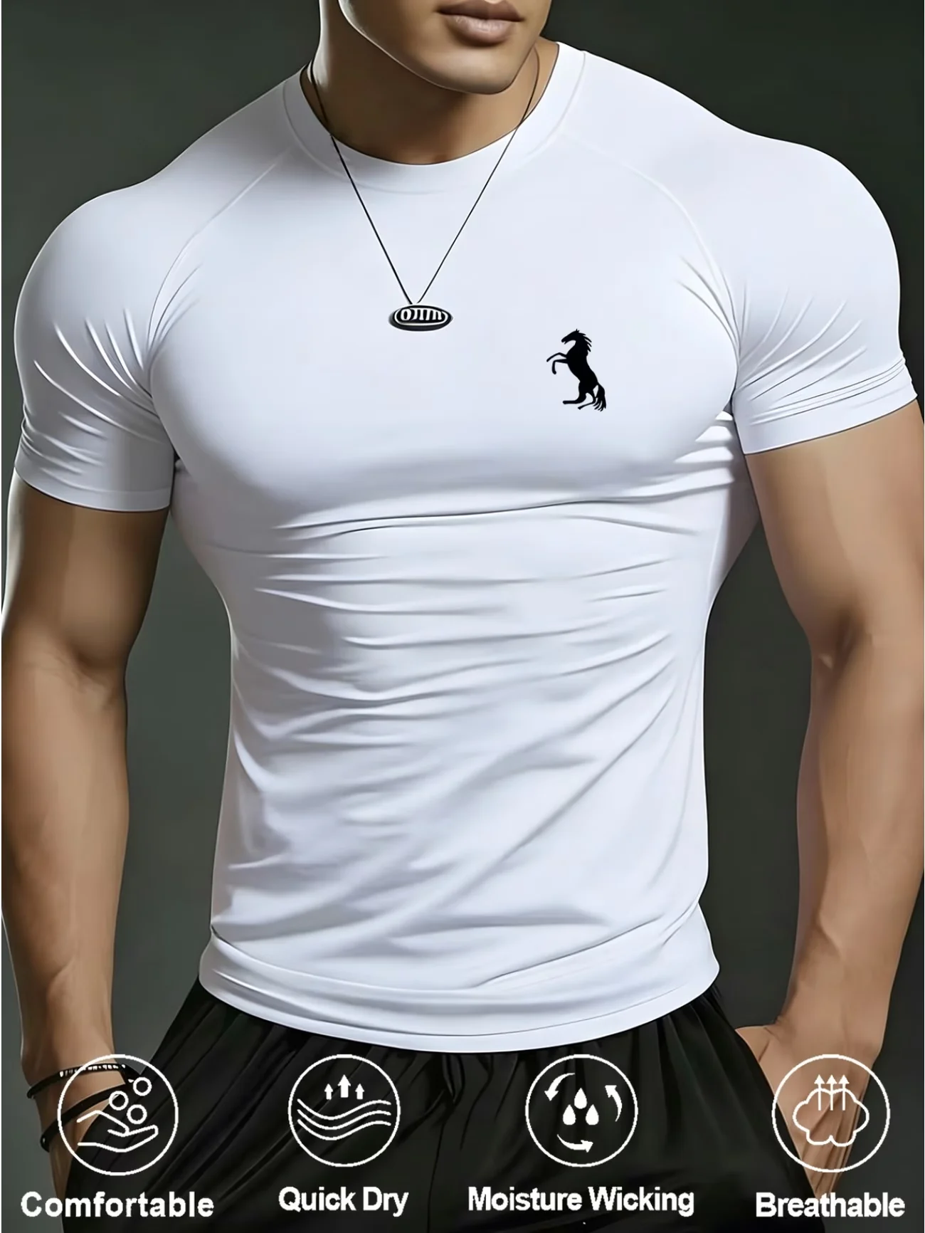 New Men'S Short-Sleeve Quick-Dry Sports T-Shirt, Ideal for Hiking, Running, And Swimming; a Perfect Gift for Your boyfriend