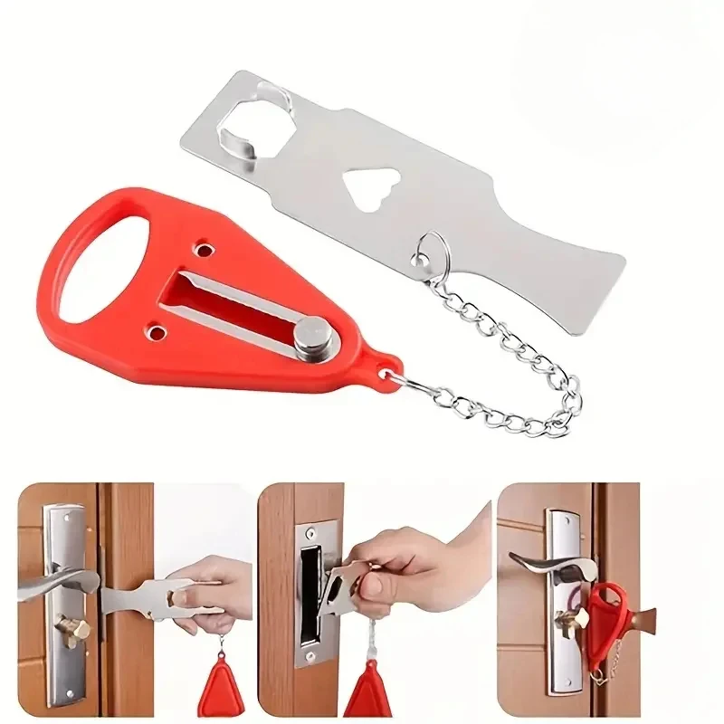 

Портативный защитный дверной замок для путешествий, подходит для путешественников и семей, универсальный портативный дверной замок для безопасности сна