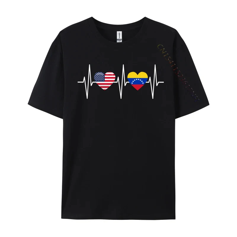 Usa Venezuela Heartbeat America Venezuelan Flag Heart Mens Top T-Shirts High Quality Custom Premium Tops Shirt Normal T-Shirt