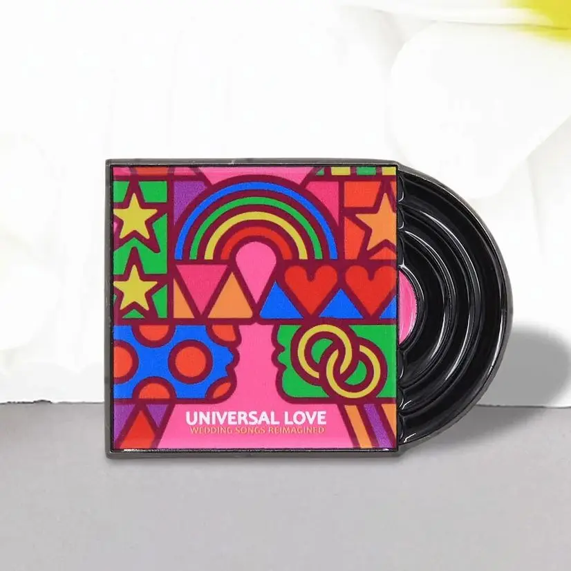 Universal Love Lgbtq Wedding Song Album Cover Enamel Brooch - Colorful Rainbow Heart Star Fashion Lapel Pin For Pride Party Gift