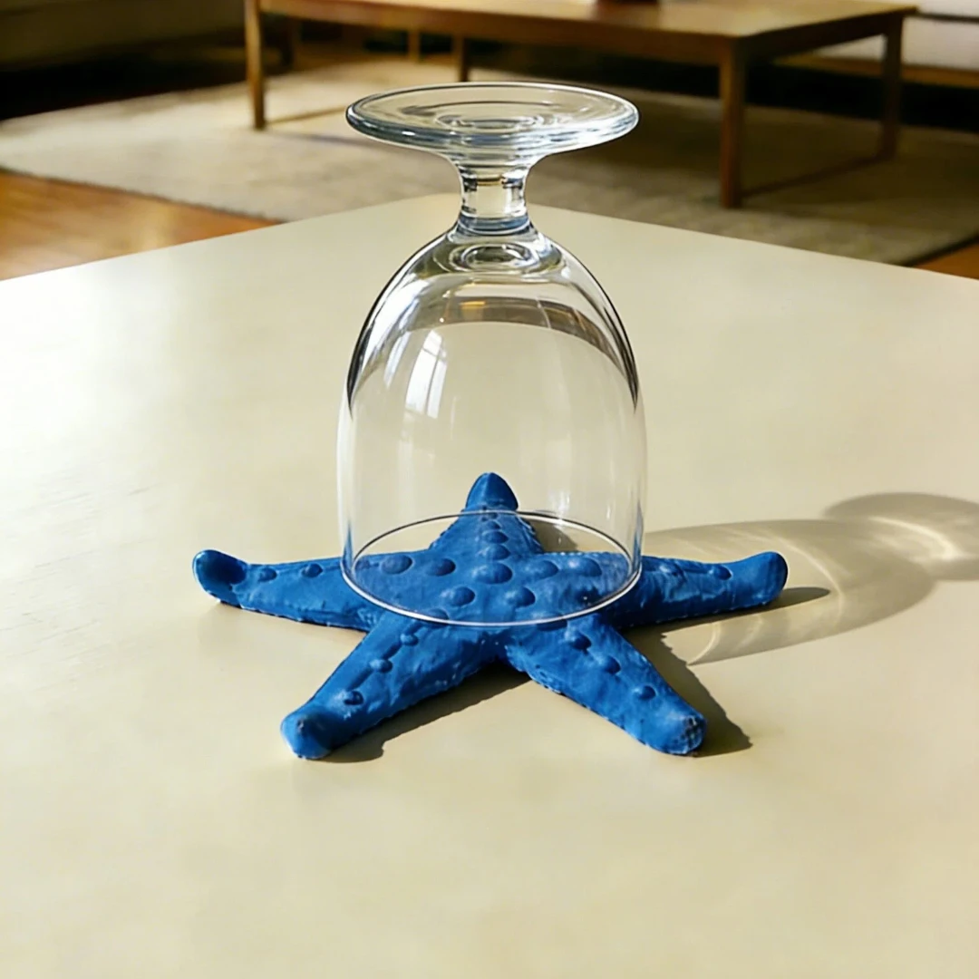 2pcs Creative Starfish-shaped Wine Glass Drain Rack; Novel and Personalized Drain Mat; Universal for Various Water Glasses