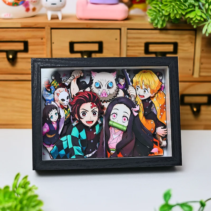 

Demon Slayer Anime Surroundings Chara Figure Stand Painting Handmade Gift Zangetsu Family Full Picture Handmade Toy Collectible