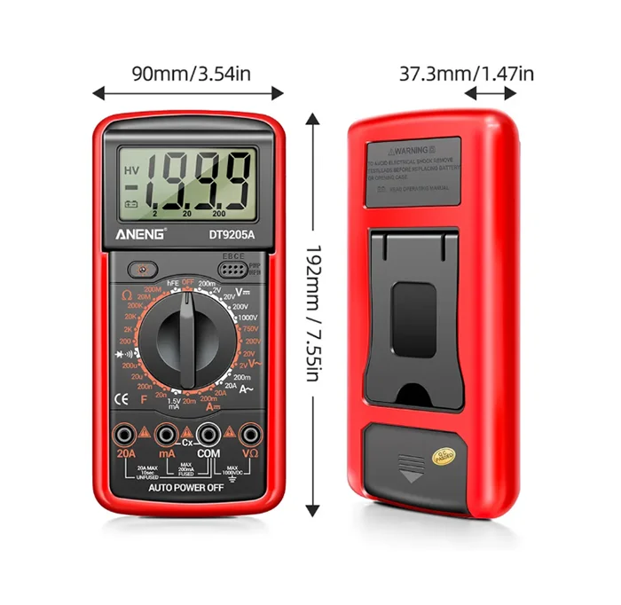 DT9205A-12 1999 contagens multímetro digital ac/dc testador de tensão atual medidor de teste elétrico multímetro analógico profissional