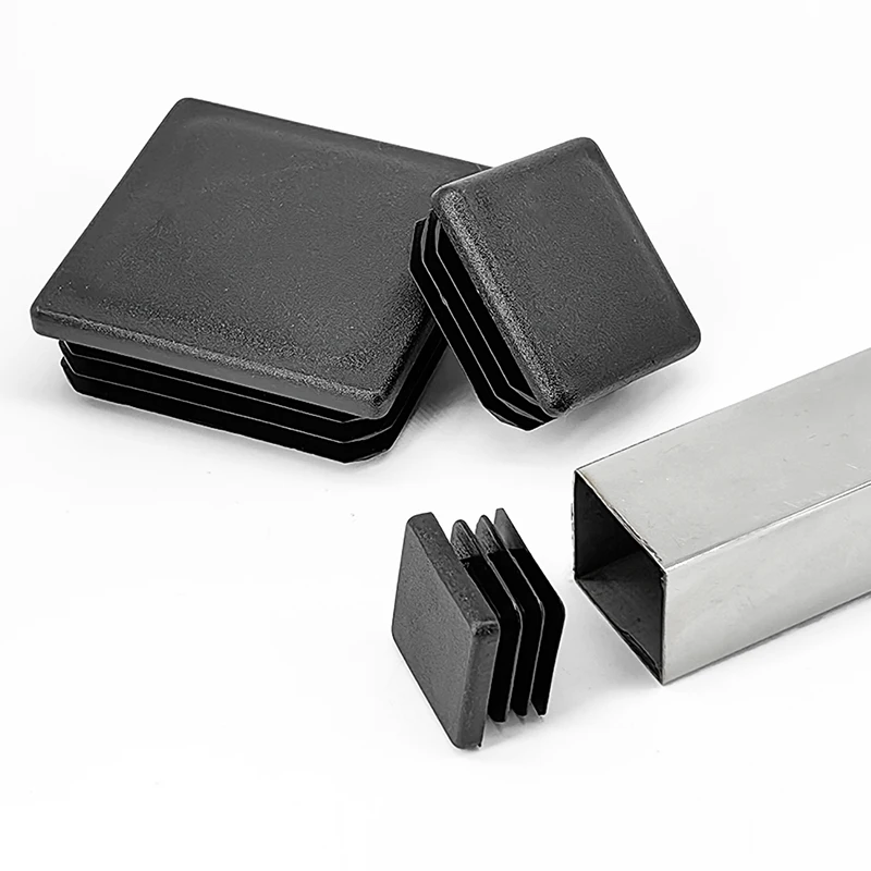 จุกปิดปลายท่อพลาสติก PP รูปทรงสี่เหลี่ยม ขนาด 15x15-100x200 มม. สำหรับท่อเหล็ก ท่อสแตนเลส ปิดปลายขาเฟอร์นิเจอร์ ป้องกันการลื่น