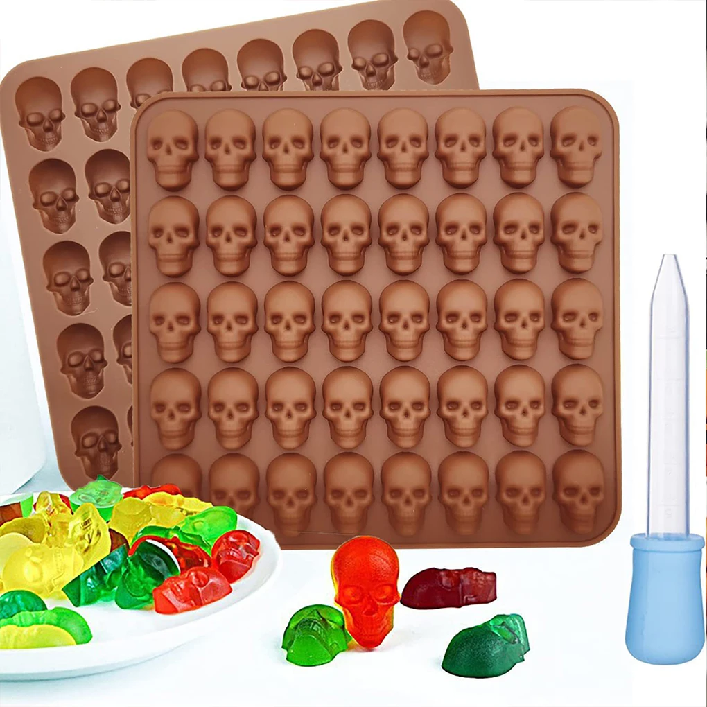 40 Cavity Skull Chocolate Silicone Mold Biscuit Cake Candy Baking Mould Ice Tray DIY Soap Candle Decoration Halloween Party Gift