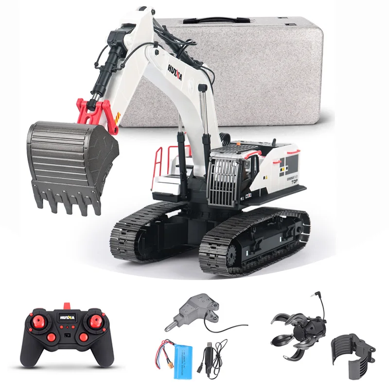 EU-Lagerbestand Metall RC Bagger 28CH 1:14 HUINA 1594 Ferngesteuerter Bagger RTR Auto Licht Akku Sound Outdoor Spielzeug Jungen Geschenkmodelle