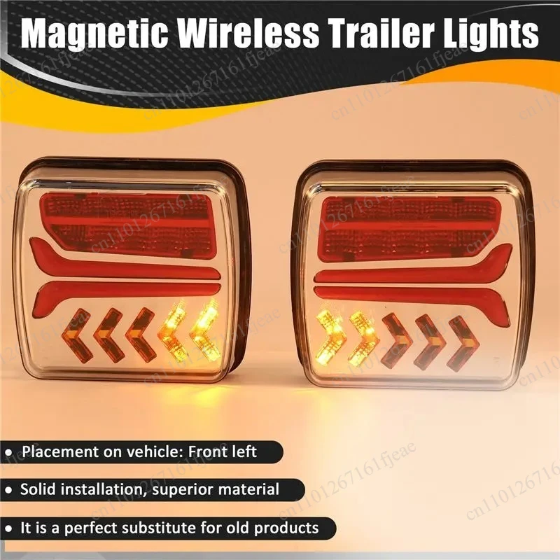 12V 24V Magnetic Rear Brake  1 Set Wireless LED Tail Ligh Signal Light Warning Lamp for Trailers RV Lorry Caravan Trucks Car