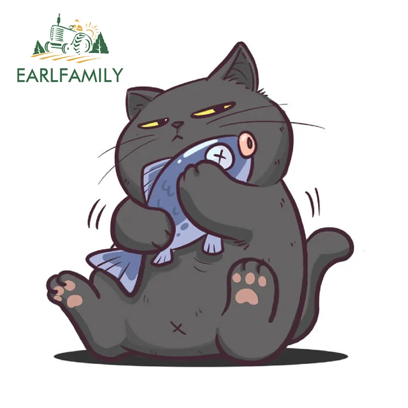 

EARLFAMILY 13 см для Luckcat, милые кавайные обнимающие рыбы, забавные мультяшные искусства, фотообои, солнцезащитные водонепроницаемые наклейки