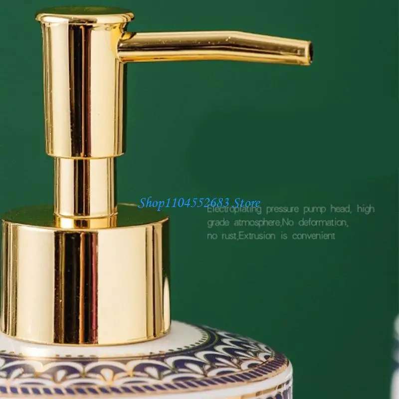 Reusable Soap Bottle with Press Pump for Bath Sink and Guest Bath, Countertop Ceramic Lotion Dispenser for Powder Room and Daily