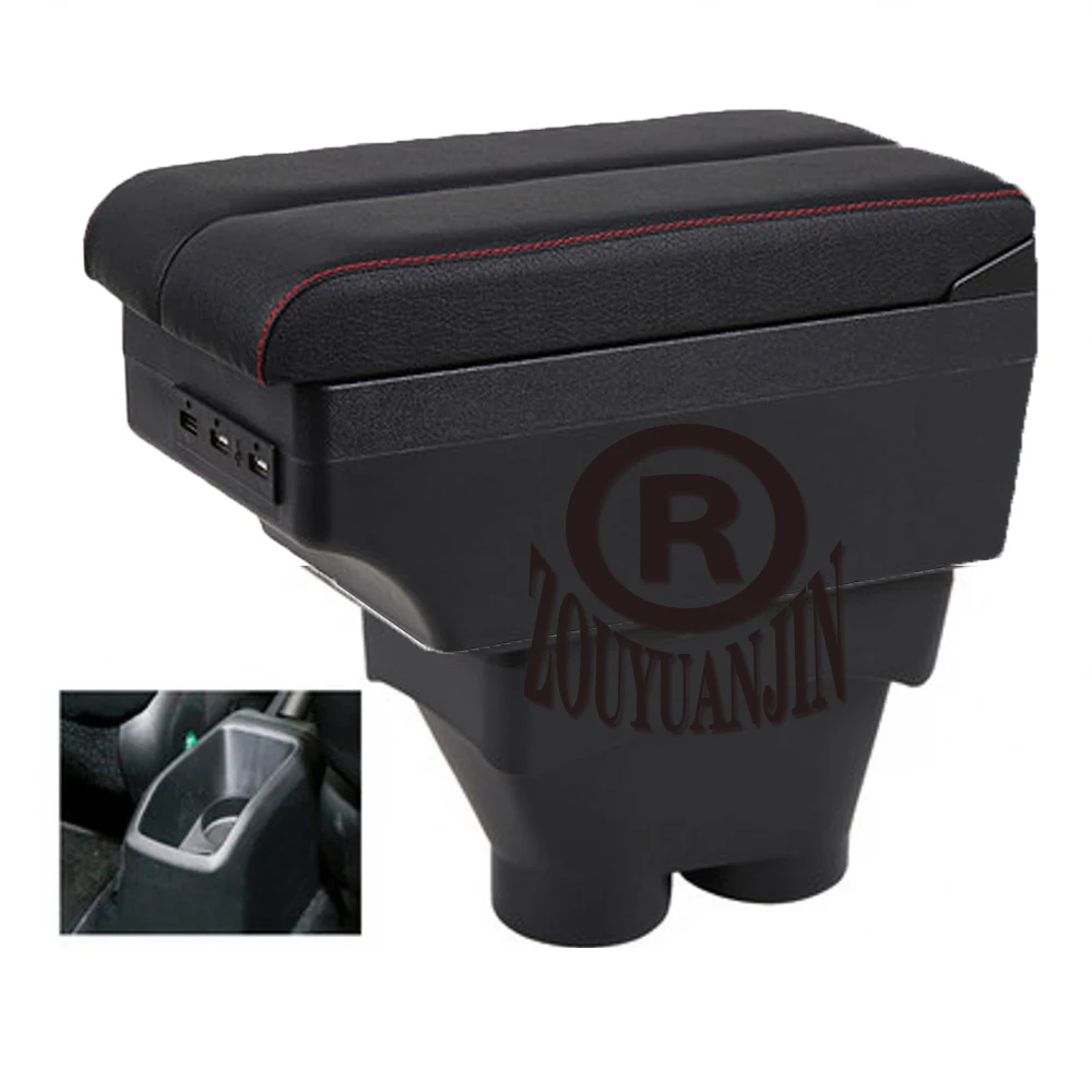 Car 208 2008 Armrest Box Elbow Rest Center Console Storage with Phone Charging USB Interface Cup Holder