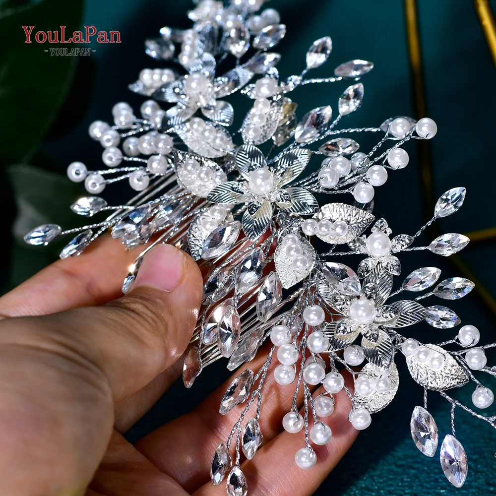 

YouLaPan Rhinestone Wedding Hair Comb Bride Alloy Flower headdress Woman Headpiece Bridal Headwear Party Hair Accessories HP870