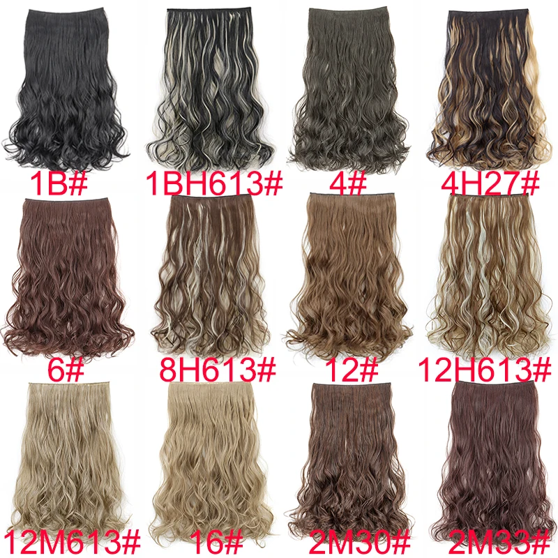 20Inch Synthetic 5 Clip in Hair Extension Long Curly Hairstyle Heat Resistant Hairpiece Black Brown Blonde for Women