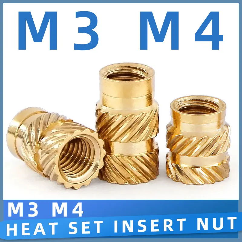 M3 M4 Threaded Insert Nuts for 3D Printing Hot Melt Knurled Heat Set Brass Insert for Embedded Plastic Copper Nut Assortment Kit