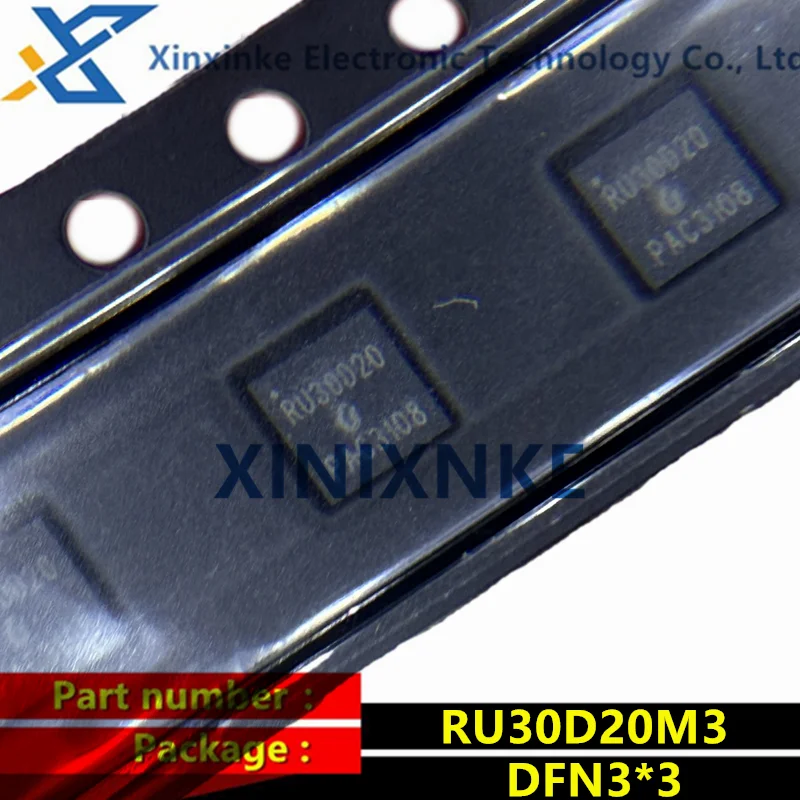 20PCS RU30D20M3 DFN3*3 DFN3030 30V 20A Marking：RU30D20 N-channel Dual-channel MOS Field-effect Transistor