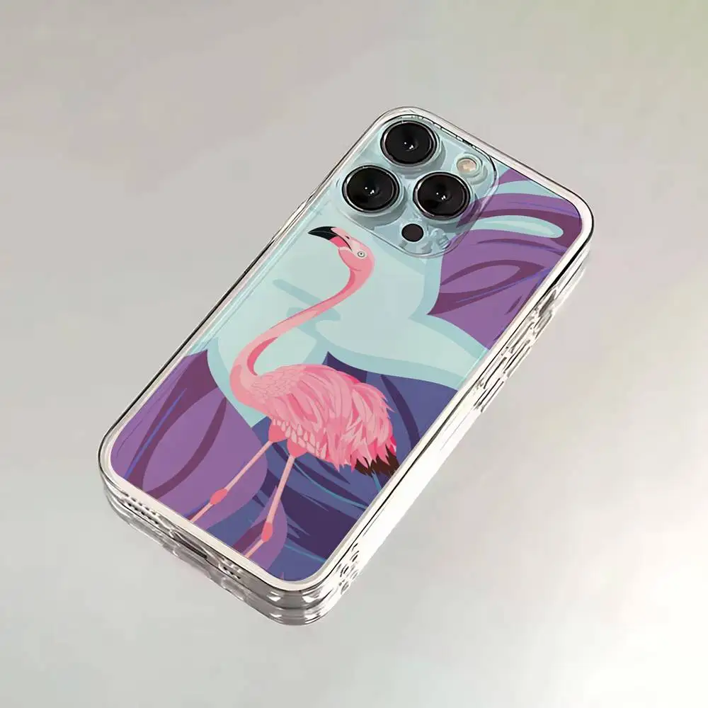 حافظة هاتف فلامنغو وردية لطيفة لهاتف آيفون 16,15,14,13,12,11,17 Pro,Max,Plus,X,XS,XR,SE,غطاء ناعم شفاف صغير #3