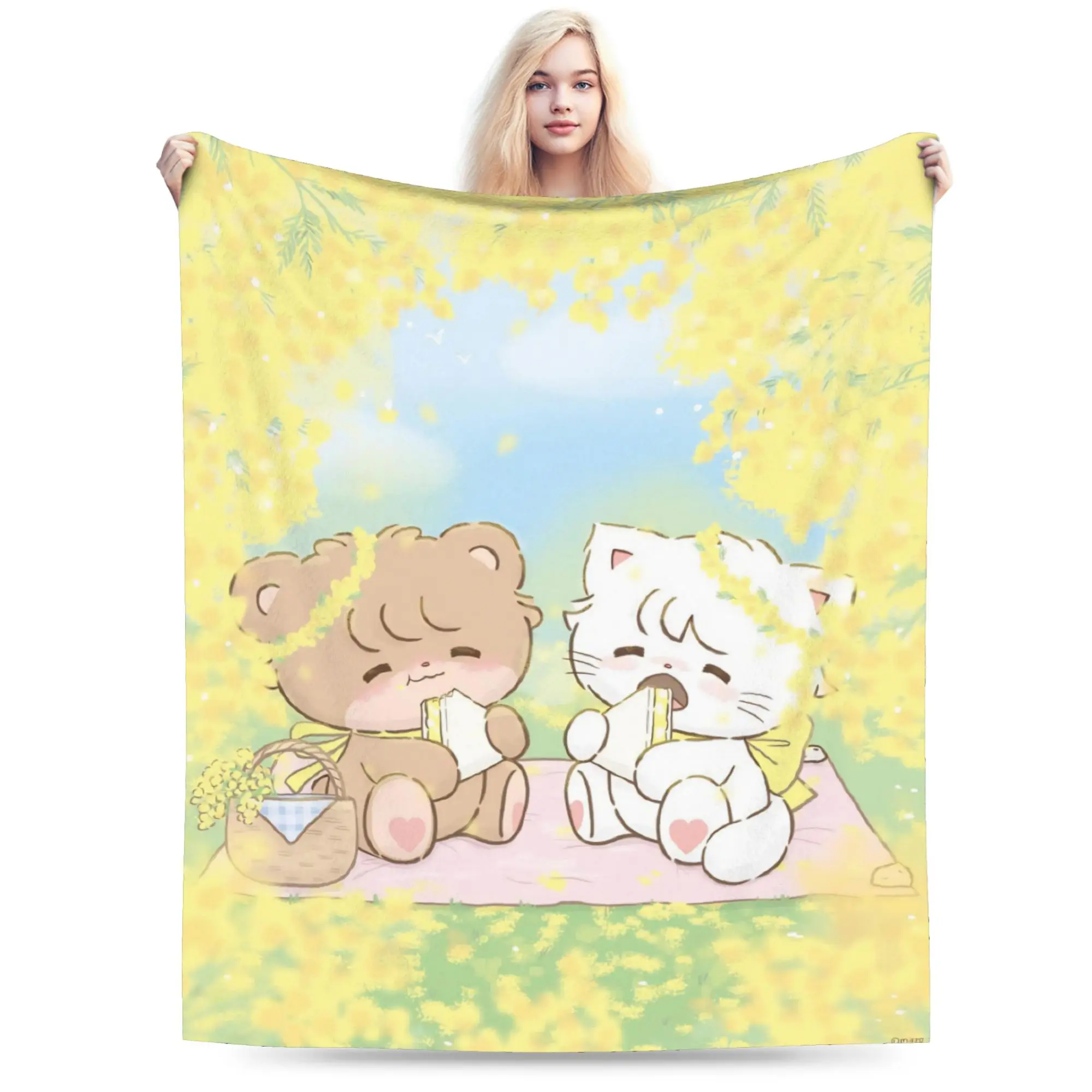 Super Soft pink cartoon Mikko Mousse  Throw Blanket Premium Flannel Fleece Lightweight  Bed Blanket Cozy Warm Bedspread