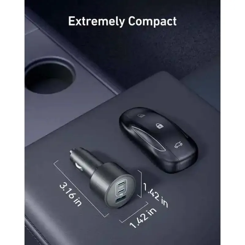 Hot Selling USB-C Car Charger 167.5W Max with 3-Port Ultra-Compact Type-C Fast Phone Car Charger for