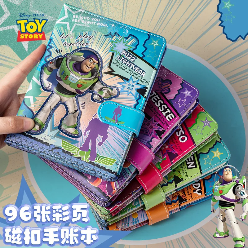 Disney Toy Story Magnetic Buckle Notebook Woody Strawberry Bear Buzz Lightyear Cartoon Student Cute Thick Color Pages Diary Book