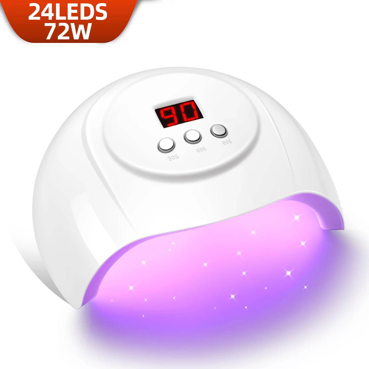 Lámpara de secado de uñas, 24LED, 72W, UV, 3 temporizador, Sensor automático, herramientas profesionales de salón